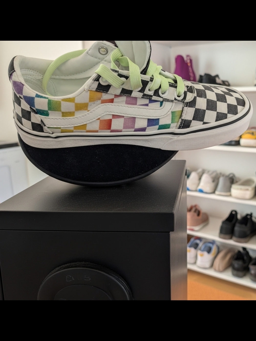 Vans Kids Checkerboard Low-Top Sneakers - Black, White & Rainbow Youth 7.5